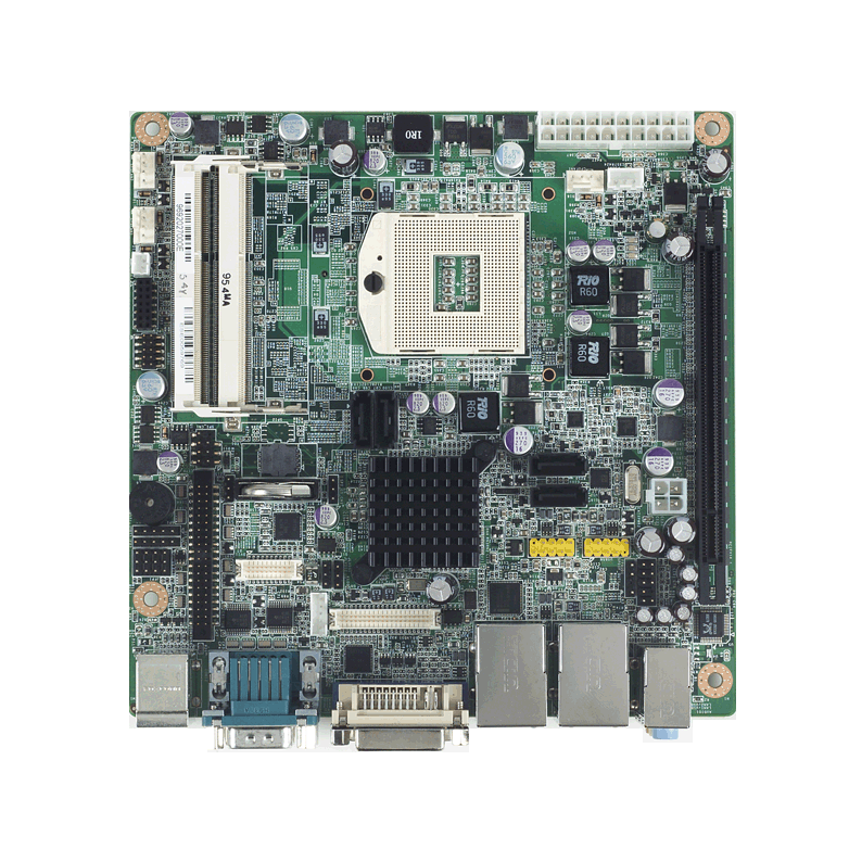 Intel<sup>®</sup> Core™ i7/i5/Celeron対応、VGA/2DVI/LVDS,6COM,2LAN,PCIex16 Mini-ITXマザーボード