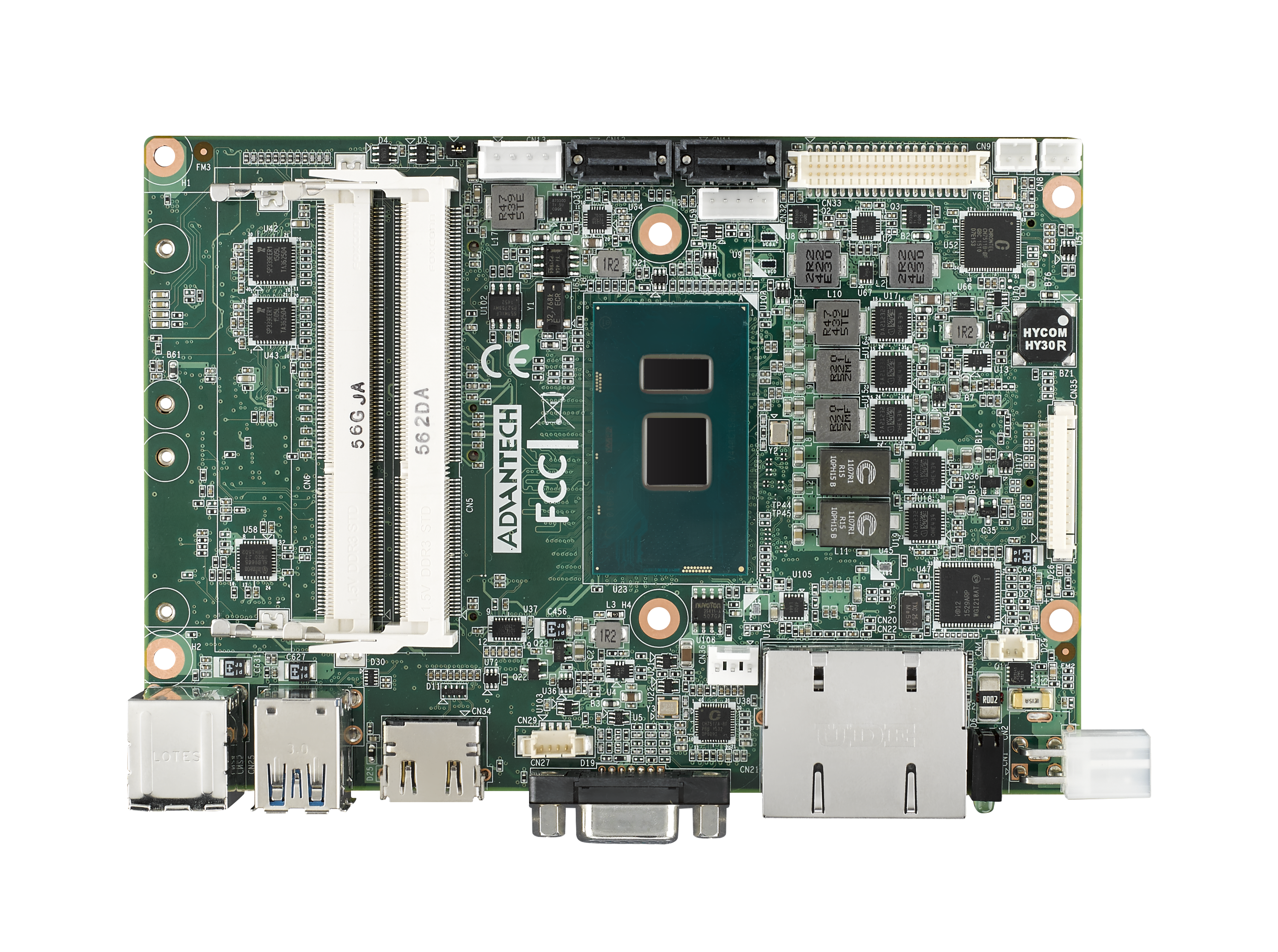 第6世代Intel<sup>®</sup> Core™ Uシリーズ (Intel i7 6600U 2.6GHz 15W), 3.5" MI/O-Compactシングルボードコンピュータ(DDR3L, VGA, HDMI, 48-bit LVDS, 2 GbE, 2 Mini PCIe, mSATA, Fanless, MIOe)－40℃～85℃対応 [最大15年供給]