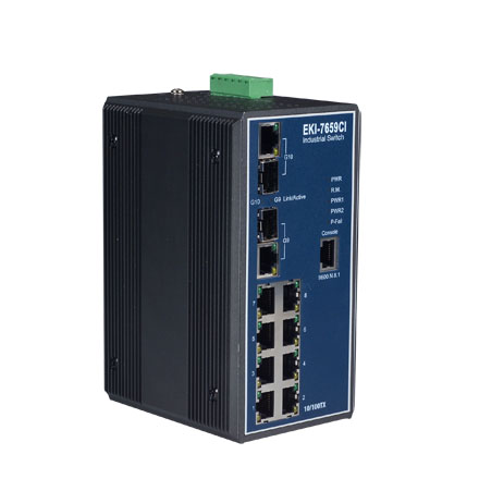8 Fast Ethernet + 2 Gigabit-port Industrial Managed GbE Switch (wide temperature)