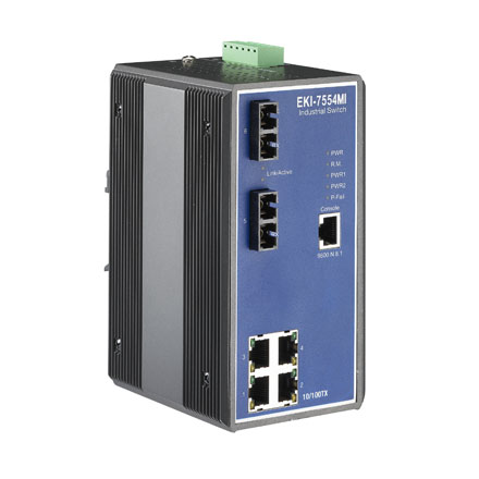 4+2 SC Type Fiber Optic Managed Industrial Ethernet Switch with Wide Temperature