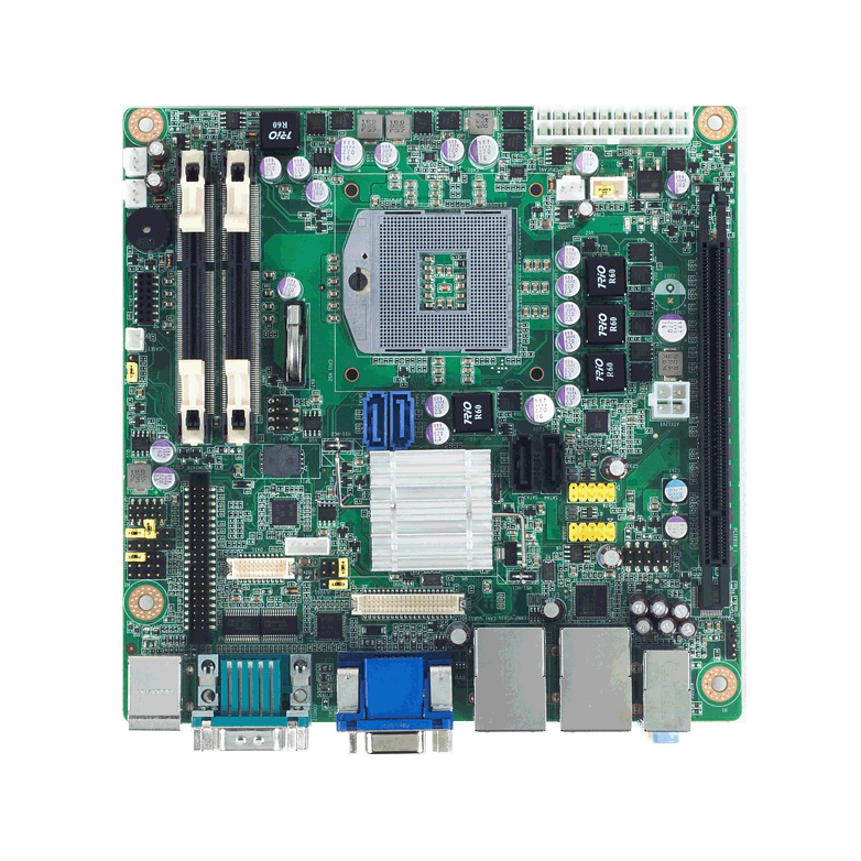 Intel<sup>®</sup> Core™ i7/i5/i3/Celeron uFC-PGA988対応、VGA/DVI/HDMI/LVDS,6COM,2LAN,PCIex16 Mini-ITXマザーボード
