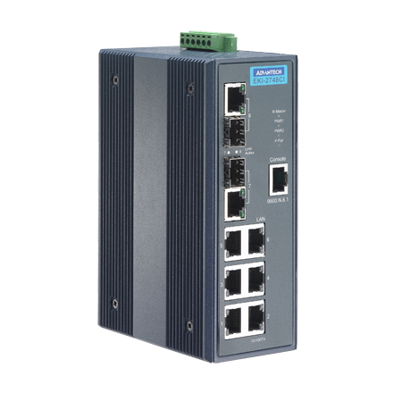 6Gx+2 Combo Managed Ethernet Switch with Wide Temperature