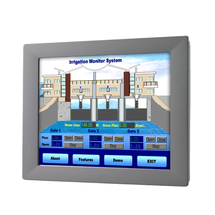 15" SXGA LCD Industrial Monitor with Resistive Touchscreen, Al-Mg Bezel, VGA