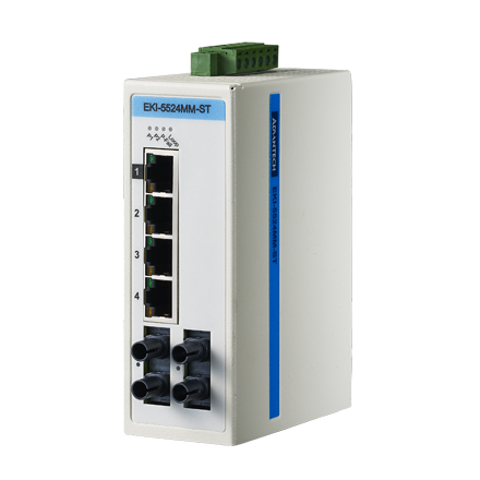 ProView 5-port 10/100M with 2x Multi Mode ST Type Industrial Switch, Wide Temp -10~60&#8451;