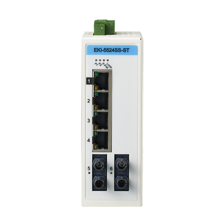 ProView 5-port 10/100M with 2x Single Mode ST Type Industrial Ethernet Switch, Wide Temp -10~60&#8451;