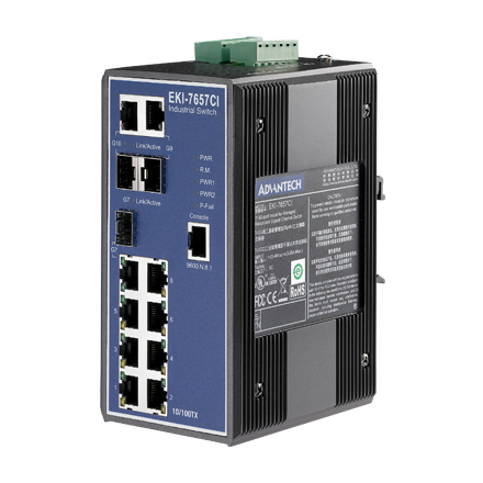 7 Fast Ethernet + 3 Gigabit Port Managed Industrial Ethernet Switch