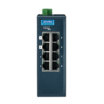 ETHERNET DEVICE, 8FE Ind. Switch with Modbus TCP/IP.