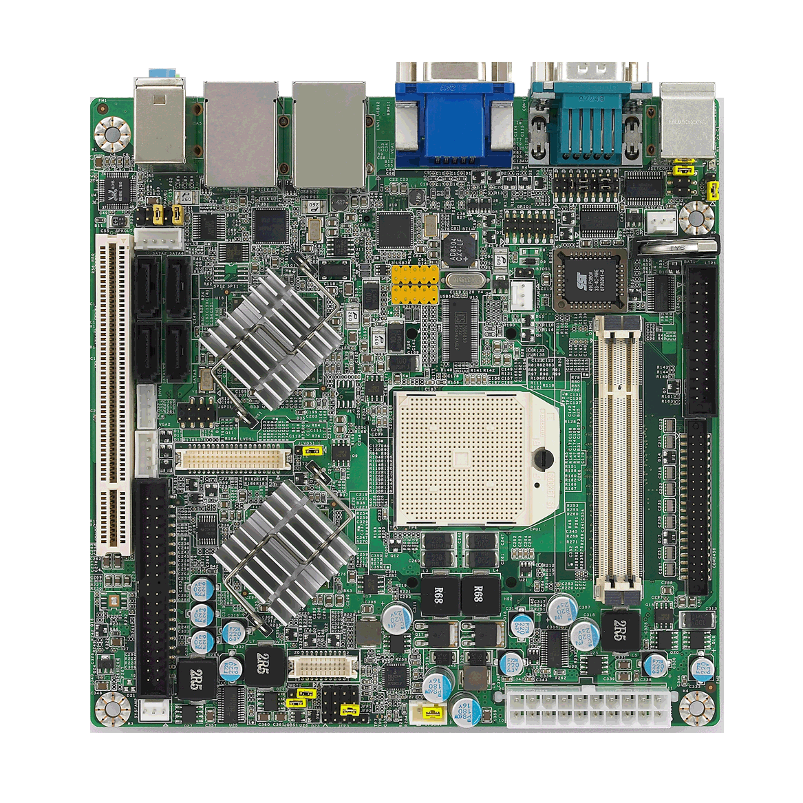 AMD Socket S1 Mini-ITX 
HTS 800 w/VGA/HDMI/LVDS/
6COM/2GbE,RoHS