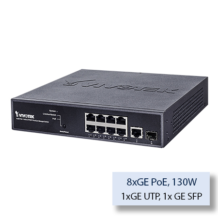 VIVOTEK AW-GEV-104A-130 VivoCam L2 Managed PoE Switch 8xGE PoE + 1xGE UTP + 1xGE SFP